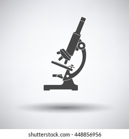 Icon of chemistry microscope on gray background, round shadow. Vector illustration.