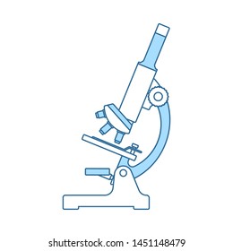 Icon Of Chemistry Microscope. Thin Line With Blue Fill Design. Vector Illustration.