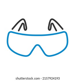 Icon Of Chemistry Protective Eyewear. Editable Bold Outline With Color Fill Design. Vector Illustration.