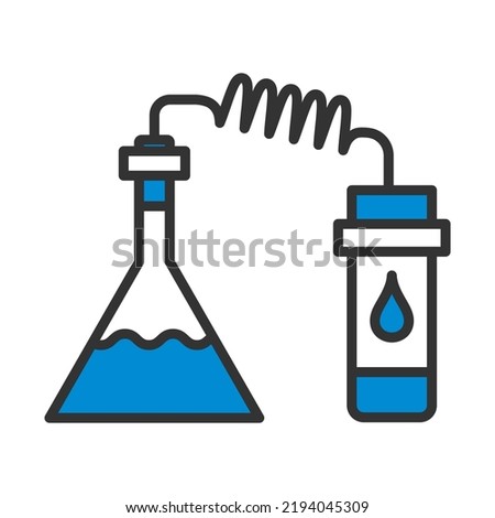 Icon Of Chemistry Reaction With Two Flask. Editable Bold Outline With Color Fill Design. Vector Illustration.