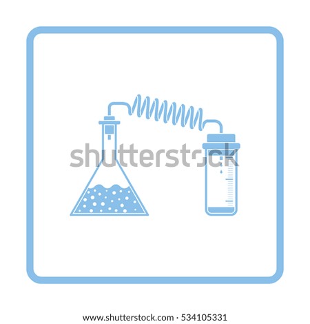 Icon of chemistry reaction with two flask. White background with shadow design. Vector illustration.