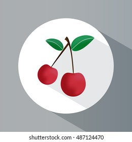 Icon cherry. Berries. Delicious healthy eating. Flat design.