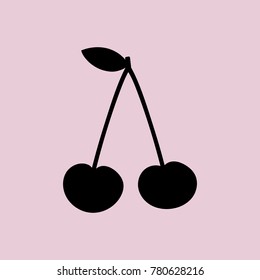 icon cherry black on pink background