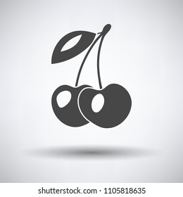 Icon of Cherry on gray background, round shadow. Vector illustration.