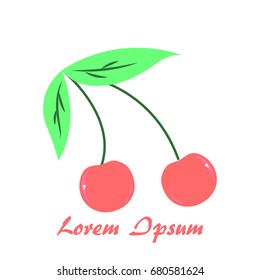 icon cherry. red berry. Cute vivid illustration