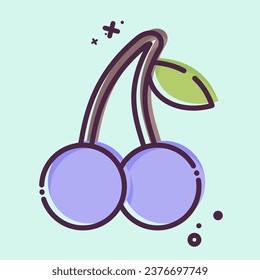 Icon Cherry. related to Fruit and Vegetable symbol. MBE style. simple design editable. simple illustration