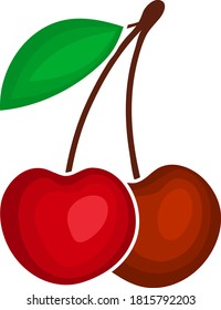 Icon Of Cherry In Ui Colors. Flat Color Design. Vector Illustration.