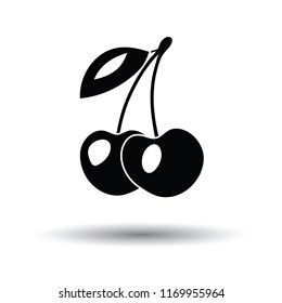 Icon of Cherry. White background with shadow design. Vector illustration.