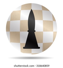 Icon chess bishop. Chessboard symbol, checkmate and rank, button and sign, strategy and sport. Vector graphic illustration