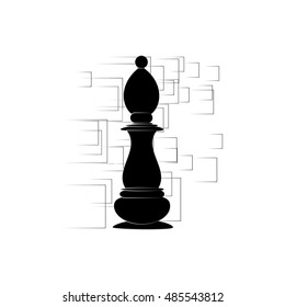 Icon chess bishop on an abstract background. Vector illustration