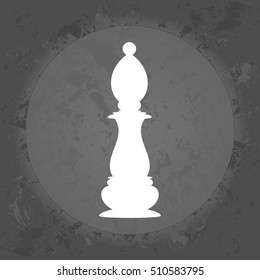 Icon chess bishop on gray vintage background . Minimalism. Icon Logo