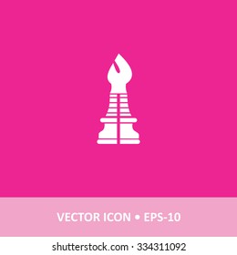 Icon of Chess Bishop on Magenta Color Background. Eps-10.