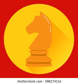 Icon with a chess figure for board game a horse. In flat style a vector. A design concept for the website.