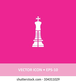 Icon of Chess King on Magenta Color Background. Eps-10.