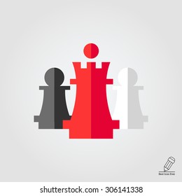 Icon of chess king and pawns