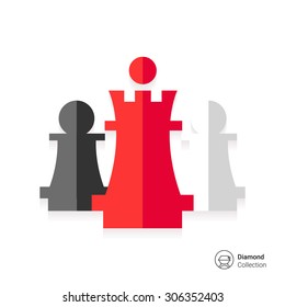 Icon of chess king and pawns