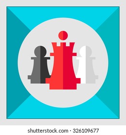 Icon of chess king and pawns
