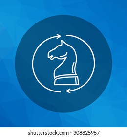 Icon of chess knight in circle made of arrows
