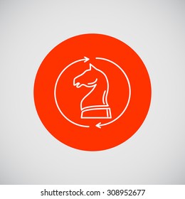 Icon of chess knight in circle made of arrows