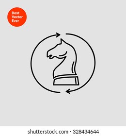Icon of chess knight in circle made of arrows