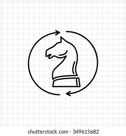 Icon of chess knight in circle made of arrows