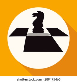 Icon Chess on white circle with a long shadow