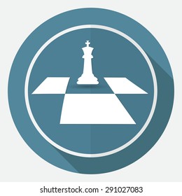 Icon Chess on white circle with a long shadow