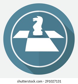 Icon Chess on white circle with a long shadow