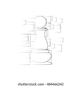 Icon chess pawn on an abstract background. Vector illustration