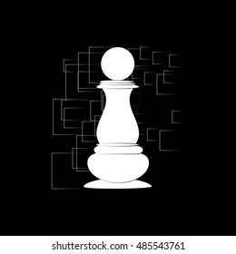 Icon chess pawn on an abstract background. Vector illustration