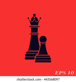 Icon chess pawn with the queen.