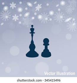 Icon chess pawn with the queen. Vector.