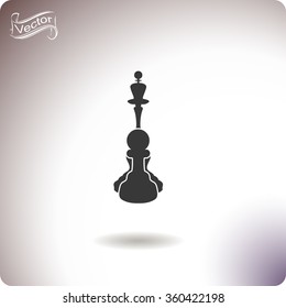 Icon chess pawn with the queen. Vector.