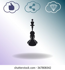 Icon chess pawn with the queen. Vector.