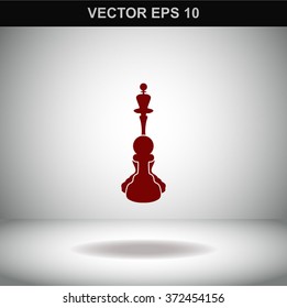 Icon chess pawn with the queen. Vector.