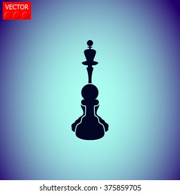 Icon chess pawn with the queen. Vector.