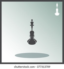 Icon chess pawn with the queen. Vector.