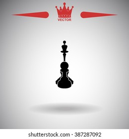 Icon chess pawn with the queen. Vector.
