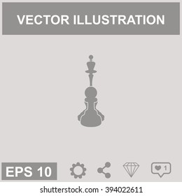Icon chess pawn with the queen. Vector.