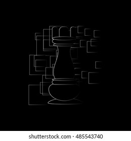 Icon chess rook on an abstract background. Vector illustration
