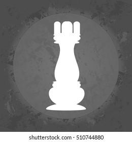 Icon chess rook on gray vintage background .