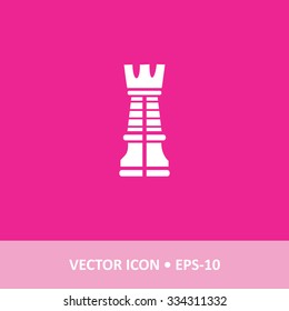 Icon of Chess Rook on Magenta Color Background. Eps-10.