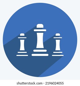 Icon Chess. suitable for education symbol. long shadow style. simple design editable. design template vector. simple illustration