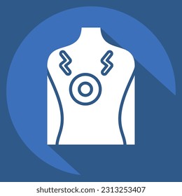 Icon Chest Pain 2. related to Body Ache symbol. long shadow style. simple design editable. simple illustration