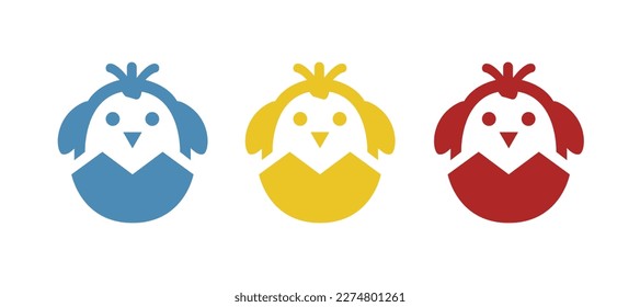icon of a chick that hatched from the egg, vector illustration