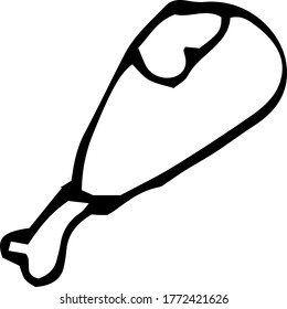 Icono con piernas de pollo. Fondo blanco. Se puede utilizar en el diseño de cafés, servicios de entrega de comida, menús, etc.