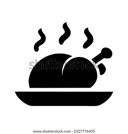Icon of a chicken in a plate. Silhouette. Vector