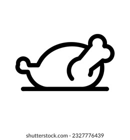 Icon of a chicken in a plate. Vector linear illustration