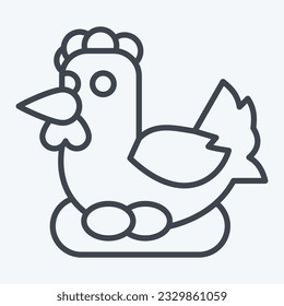 Icon Chicken. related to Agriculture symbol. line style. simple design editable. simple illustration