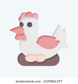 Icon Chicken. related to Agriculture symbol. flat style. simple design editable. simple illustration